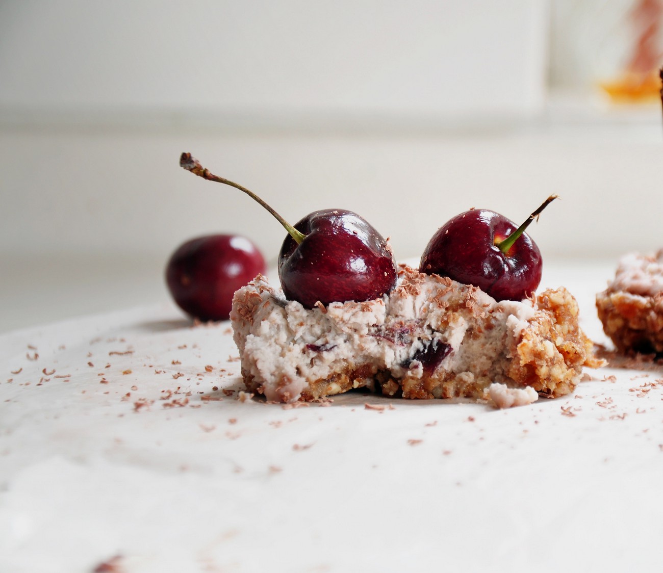 Chocolate and cherry custard tarts