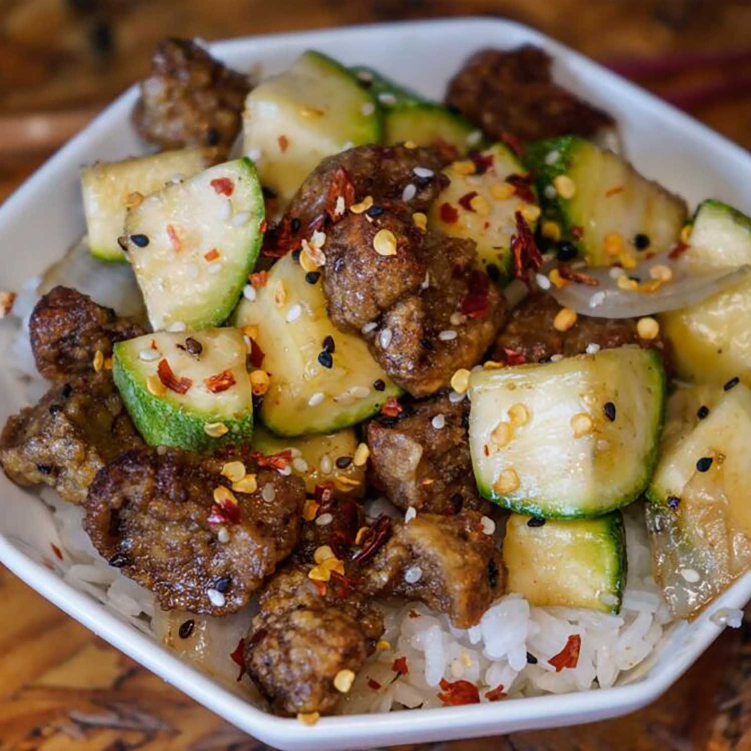 Chicken and zucchini teriyaki stir-fry