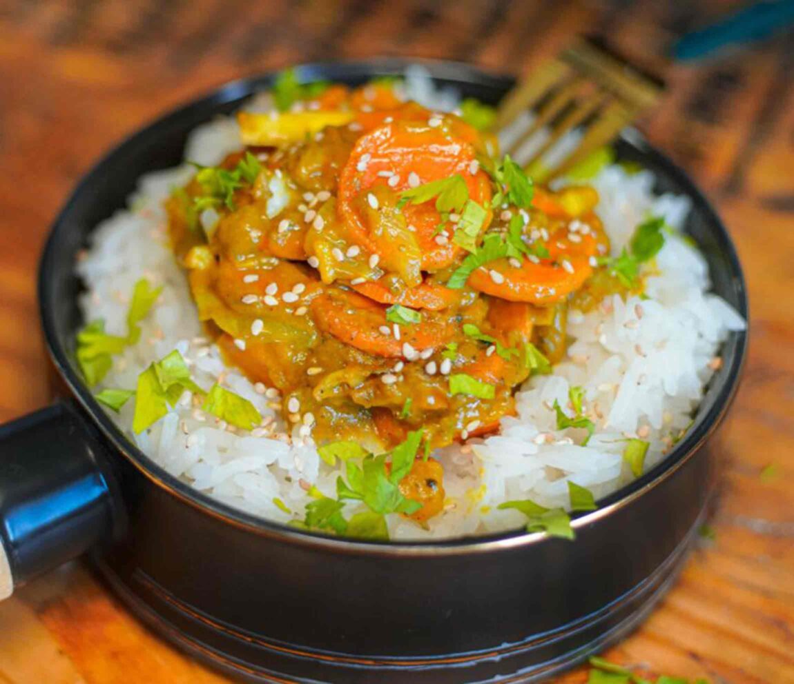 Curried Carrots over White Rice