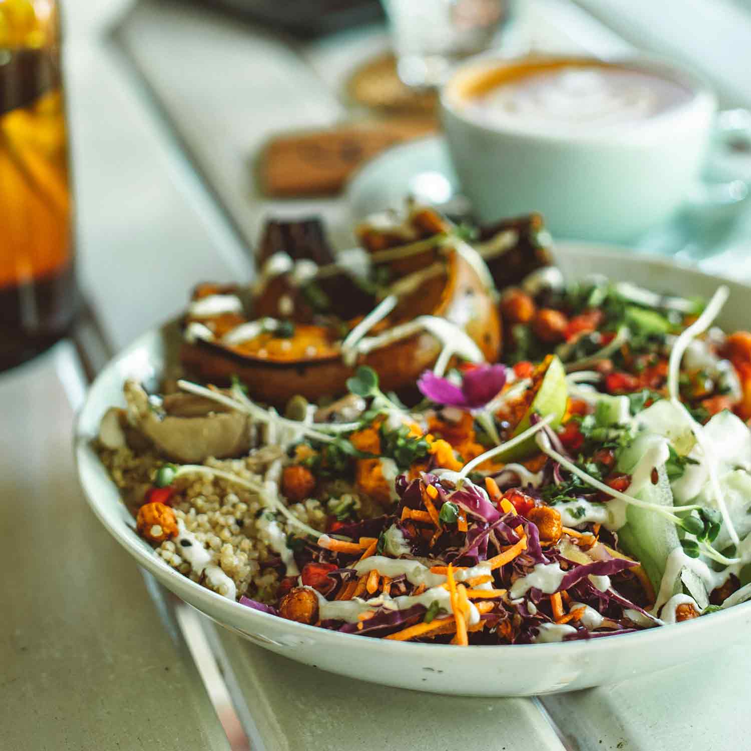Carrot salad with chickpeas and pomegranate seeds | Love Veg