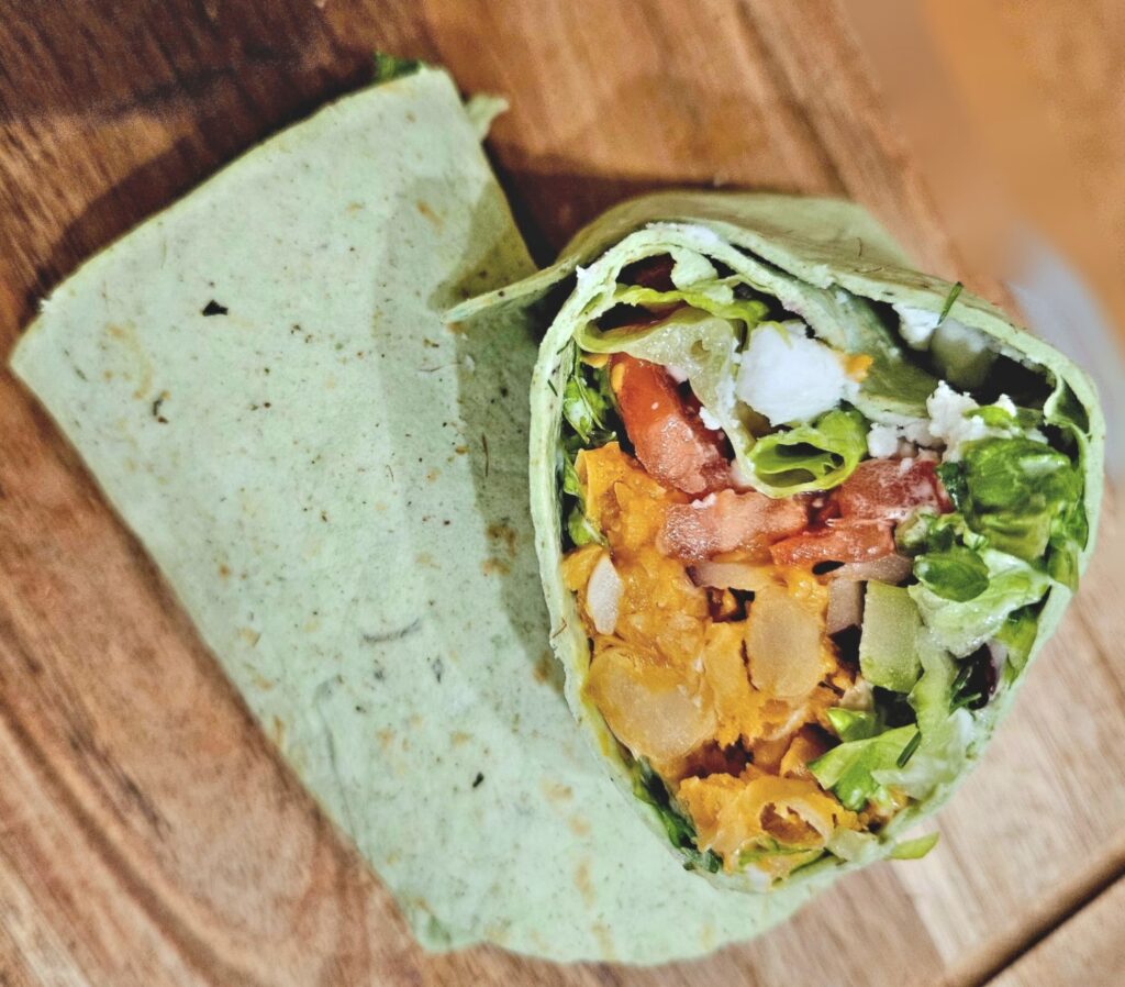 Easy buffalo chickpea wraps
